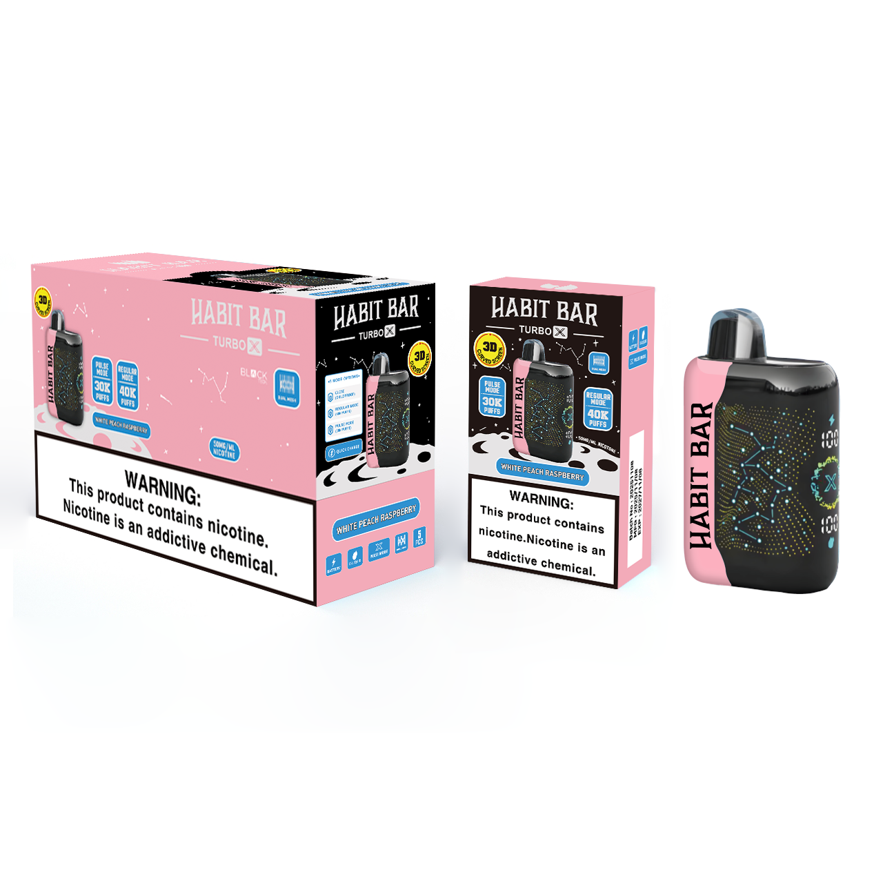 HABIT BAR 40K - WHITE PEACH RASPBERRY